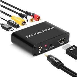 HDMI ARC Adapter, 192KHz HDMI ARC Audio Extractor with Optical SPDIF, Coaxial, 3.5mm L/R, RCA Stereo, HDMI ARC to RCA Optical Audio Adapter for HDTV, Soundbar, Amplifier