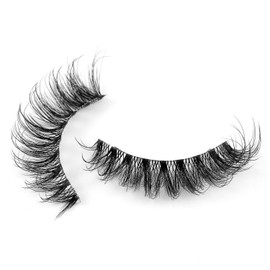 Clear Band Half False Eyelashes, 3D Fluffy Strip Eyelashes, D Curl Lash Strip, Natural False Eyelashes, Natural Wispies, Fluffy Eyelashes for Wispy Fake Eyelashes (DXAL06)