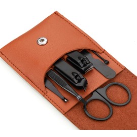 Nail Clipper Set-7-in-1 Stainless Steel Nail Clipper Tool Set Portable double nail clippers and eyebrow clip, and beauty clippers for eyebrow trimming, scoop and tool ear pick for removing bad skin and dead skin, portable neutral leather case, easy to us