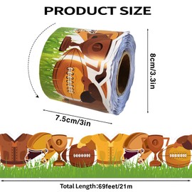 69Ft Football Bulletin Board Borders Sports Theme Die-Cut Bulletin Strips Scalloped & Straight Border Football Patterned Bulletin Board Borders for School Classroom Office Chalkboard Home Sports Decor