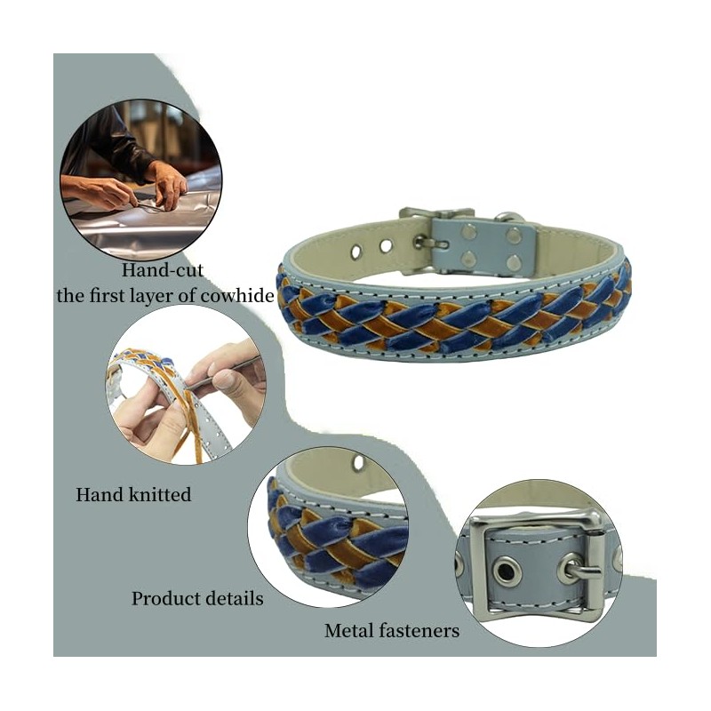 BGX Soft Touch Hand-Woven Leather Collar and Hand-Woven Leash Set