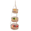 Hanging Fruit Basket Rattan 3 Tiers Multifunctional Foldable Elegant Style