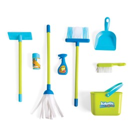 Kidoozie Cleaning Essentials Playset - 9-Piece Pretend Play Set with Broom, Mop, Duster, Dustpan, Bucket, and More!