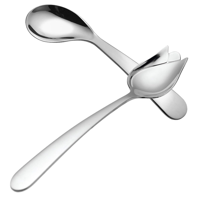 Healvian 2sets Small Stainless Steel Spoons Set Angled Eating Utensils