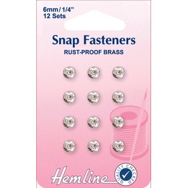 Sew On Snap Fasteners 6mm: Nickel/Silver