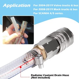 Quick Fit Radiator Adapter for 9996049 Coolant Drain Hose Compatible with Volvo & Mack Trucks and Bus, for Scania 4/5 series