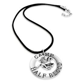PRINCESS CUTENESS STORE Percy Jackson Camp Half Blood Winged Horse Pegasus Circle Olympian Silver Tone Necklace Annabeth Chase