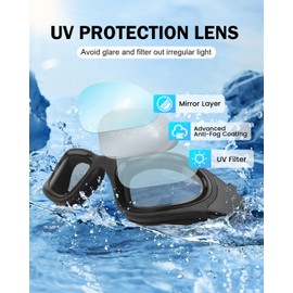 Swimming Goggles 2 Pack, Clear Lens Swim Goggles Anti-fog&UV Protection for Adult Men Women Youth