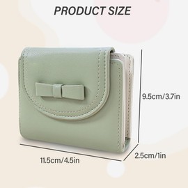 AdiStylinno Women Wallet, PU Leather Bifold Wallets for Women, Cute Card Wallet with Zipper Pocket Multi Card Slots ID Window (Green)