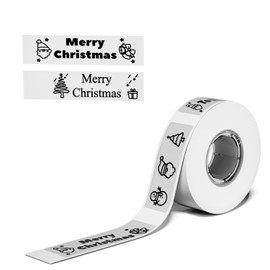 Phomemo D30 Label Tape, Clear Sticker Thermal Paper Self-Adhesive Label Maker Tape, Black on Transparent, 14mm x 30mm (0.55 x 1.18 Inch) 210 Labels/Roll, 1-Roll