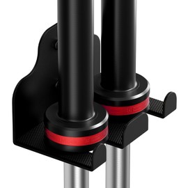 XZHXFX Barbell Wall Holder,Barbell wall Mount Hanger with 2 Bar Holders,Garage Gym Bar Wall Rack,Vertical Olympic Hanger wall Mount Rack,Space Saving Gym Accessory,Holds Under 33mm Bar Size(Black)