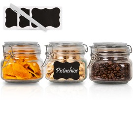 Galashield Glass Jars with Lids Food Storage Jars with Airtight Lids Leak Proof Glass Canisters Kitchen [16 oz - 3 Pack]