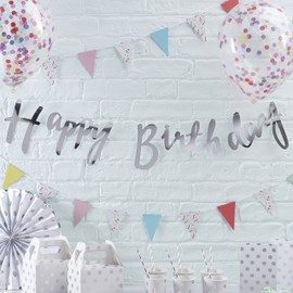 Ginger Ray Silver Designer Happy Birthday Bunting Banner - Pick and Mix