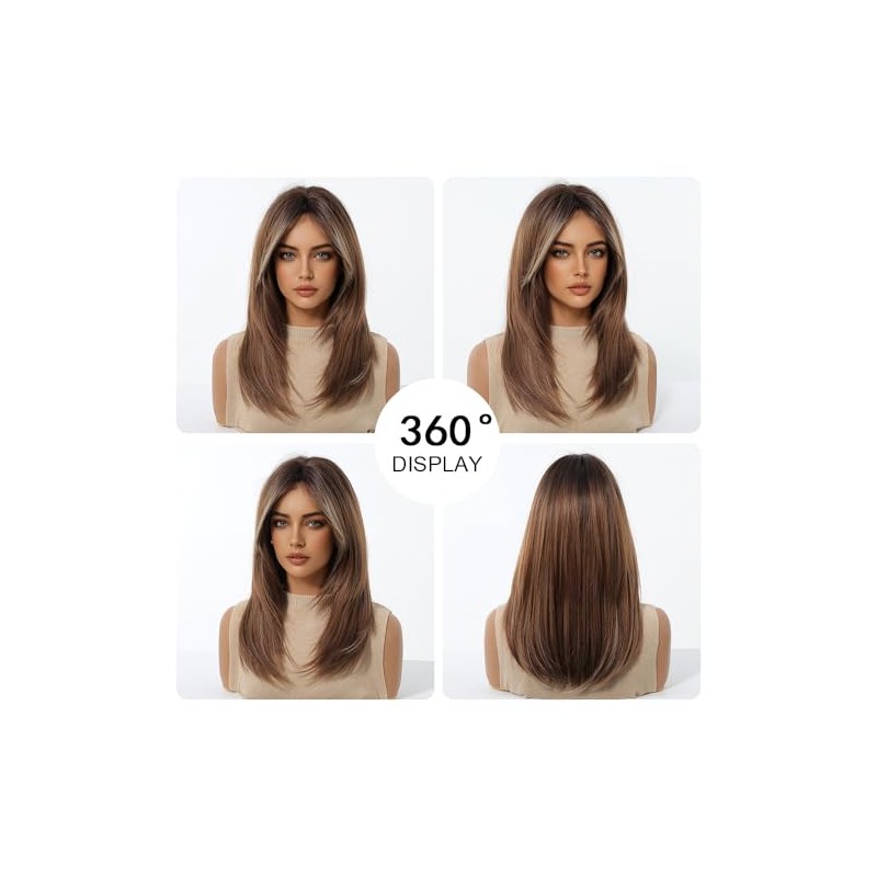 Ginger Pelucas para las mujeres de longitud media larga peluca