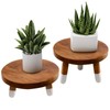 JOLLYMER 9” Round Dip Dyed Teak Plant Stand |Wood Risers