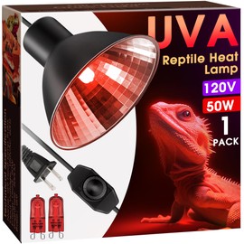 Briignite Reptile Heat Lamp Red, 50W G9 Heat Bulb & Dome Reptile Light Fixture, Aluminum Reflector, Dimmable Heat Lamp for Chicken, Turtle, Snake, Gecko, Lizard, 1 Pack