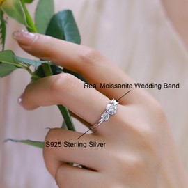 WES Moissanite Engagement Ring for Women S925 Sterling Silver Moissanite Rings 3 Stone Moissanite Engagement Rings 1.8ct D Color VVS Lab Created Diamond Wedding Band for Women, Gemstone, Moissanite