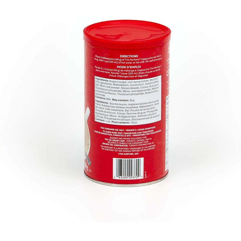 Tim Hortons French Vanilla Cappuccino Sweet and Creamy (454g/16 oz.,)