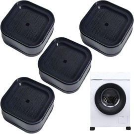 Syiyunran Washing Machine Booster Feet - Black, 1 Set (4 Pack), Size 7 x 7 x 3.5 cm (Inner Diameter 5 cm), Universal Rubber Non-Slip Mats for Washing Machines, Appliances, Furniture, with Feet Less
