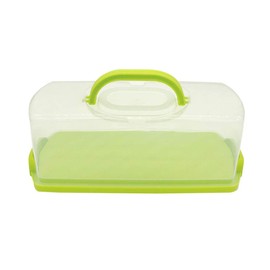 FEOOWV Portable Plastic Rectangular Loaf Bread Box with Transparent Lid, Bread Keeper for Carrying and Storing Loaf Cakes,Banana Bread,Pumpkin Bread,Quick Breads (Green)