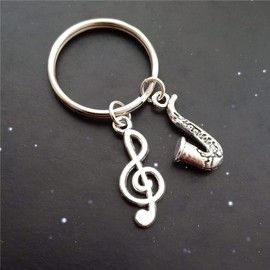 3 Pcs in Set Saxophone Keychain, Sax Music Note Clip on Charm, Tiny Musical Instrument Charms, for Music Lover