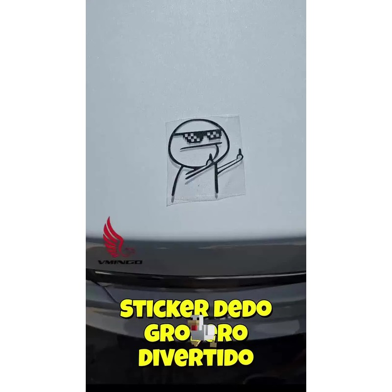 Calcomania Monito Whatsapp Dedo Grosero Divertido Auto Moto Universal Plata