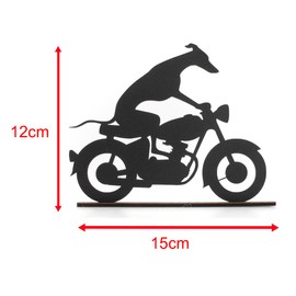 Acrylic Whippet/Greyhound Silhouette Ornaments, various designs including Whippet on a motorbike, Whippet on holiday and racing whippets. Laser-Cut Acrylic. (Motorbike 1 acrylic)