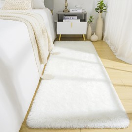 BENRON Cream White Runner Rug 2x6 Hallway Runners Non Slip Runner Rugs for Entryway Kitchen Bedroom Dorm Fluffy Throw Rugs for Kids Teens Thickened Memory-Foam Rug Home Decor