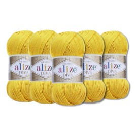 Alize Diva Paquete Con 5 Bolas Del Mismo Color 100 Grs C/u