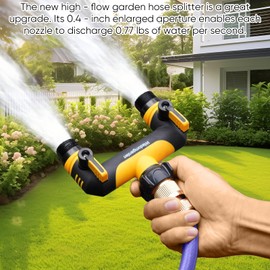 Hose Splitter 2 Way, Outside Tap Connector, Garden Hose Connector, Washing Machine Hose Connector, 2 Way Kitchen tap Hose Connector, Connect Multiple Irrigation timers,3/4" with 1/2" Adapter