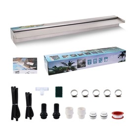 Pondo 36" Waterfall Pool Fountain, 304 Stainless Steel Pond Waterfall Spillway with Wider Water Flow Platform, Professional Spray for Sheer Descent Garden Outdoor