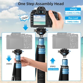 SIRUI 75.8" Monopod with Feet, Professional Aluminum Travel Monopod for Cameras with Quick Release Plate, Max Load 33lbs, Compatible with Sony Canon Nikon DSLR Camera, AM-404FL+QC-55