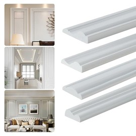 Glossy Peel and Stick Panels Molding Trim, Flexible Chair Rail Classic Wall Trim, Self-Adhesive Wall Paneling Strip for Home Decoration(Paintable White 10ft*1.6in)