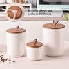 CoorFormer White Ceramic Canister Set with Bamboo Lids, 3-Piece Airtight