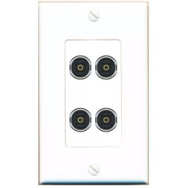 Wallplate City 4 Port 1 Gang Jack Face Cover Coupler 4 TOSLINK Wall Plate