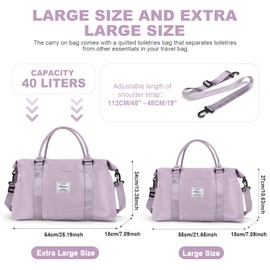 Sport Travel Duffle Bag Gym Tote Bag for Women Weekender Carry on Bags for Airplane Ladies Beach Hospital Overnight Luggage Bag Lightweight Waterproof with Wet Pocket Large Size,H6- Purple