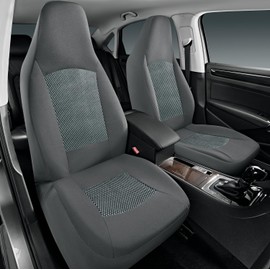 Road Comforts Full Set Car Seat Covers, Bucket Embossed Grey Velour Seat Covers, High Back Auto Seat Covers for Cars, Trucks, Vans, SUVs, Airbag Compatible (Full Set Grey)