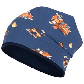 Smarilla Boys' Hat Transition Hat Beanie Vehicles Spring Autumn Cotton, Fire Brigade Blue
