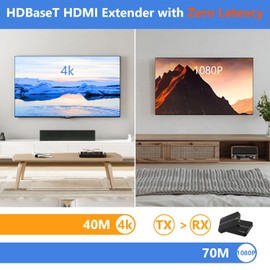 KAIVMAN HDMI Over Ethernet Extender Over Cat5/Cat6/Cat7-4K HDMI Balun with Loop Out Up to 230ft (1080P) 130ft (4K) | 4K60Hz 4:4:4 CEC, HDMI 2.0,HDCP 2.2, EDID, RS232, Bi-Directional IR/PoC