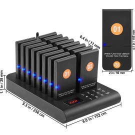Wireless 500m Long Range Restaurant Pager System Queue Signal for Guest Waiting Customer Calling Beepers VibrationSub Machine Shape: Square, Quantity: 16