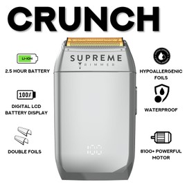 Supreme Trimmer Crunch STF602 – Waterproof Double Foil Shaver for Men | 150 Min Runtime, Wet/Dry Cordless & Corded Electric Razor | Hypoallergenic Foils for Face, Head & Stubble