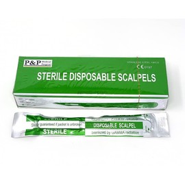 Disposable Scalpels Sterile Surgical Blade Size 36 Stainless Steel with Plastic Handle & Metric Line Individually Foil Wrapped Box of 20