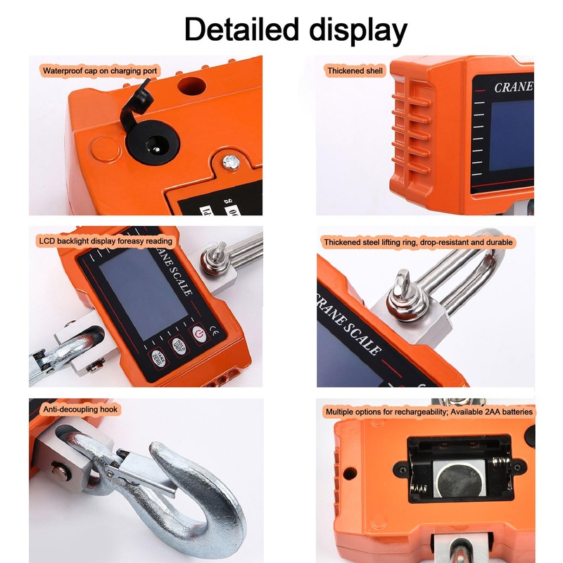Tiandirenhe New Digital Crane Scale 2200lb/1000Kg Dual Power Options Hanging