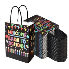 36 Pieces Back to School Kraft Paper Bags Colorful First Day of School Gift Bags with Handles for Back to School Classroom Party Suppliesclassroom Party Favors Supplies 5.9 × 3.1 × 8.3 Inches