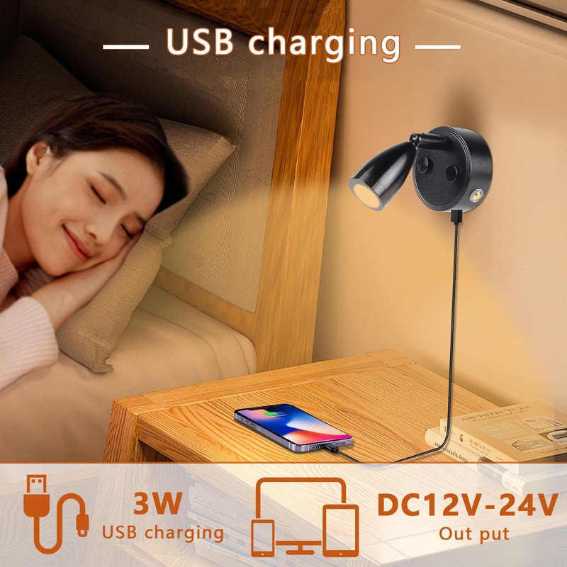 CPROSP 2-Piece 3 W 12 V LED Camper Lamp Dimmable