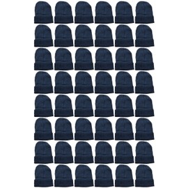 Yacht & Smith 48 Pack of Winter Beanies Wholesale Bulk Cold Weather Unisex Hat, (Adult Solid Black Beanie)