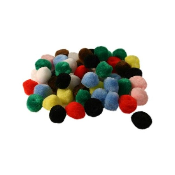 65 Pom Poms 10 mm Assorted