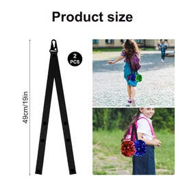 Gosknor 2pcs Cheer Bow Holders, 19 Inch Cheerleader Pom Pom Holder Black Pom Bag Straps Cheerleading Pompoms Stand Cheerleading Equipment Accessories (Pom Poms Not Included)