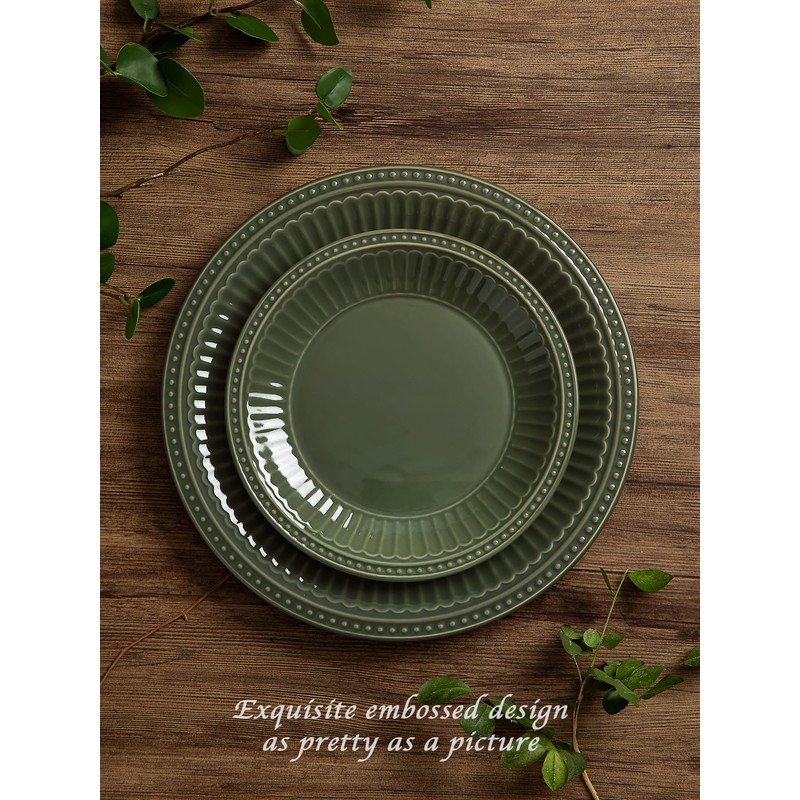 Famiware Garden Plates and Bowls Set, 12-Piece Dishes Set for