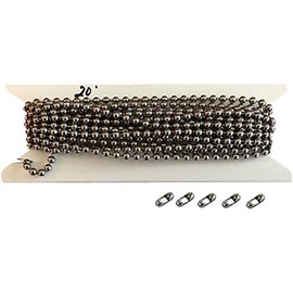 20ft. Nickel Plated Steel Chain, 4.5mm Ball Diameter. with 5 connectors